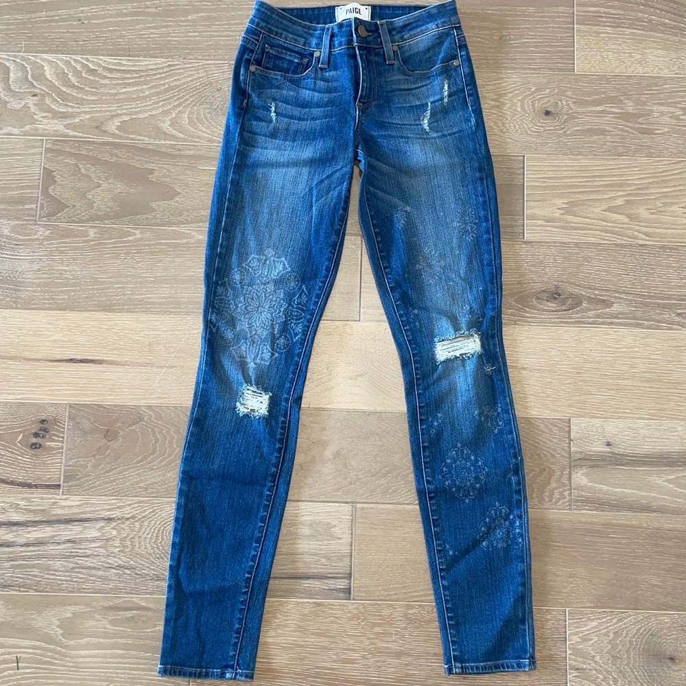 PAIGE Distressed Verdugo Ultra Skinny Jeans Paneled Cairo